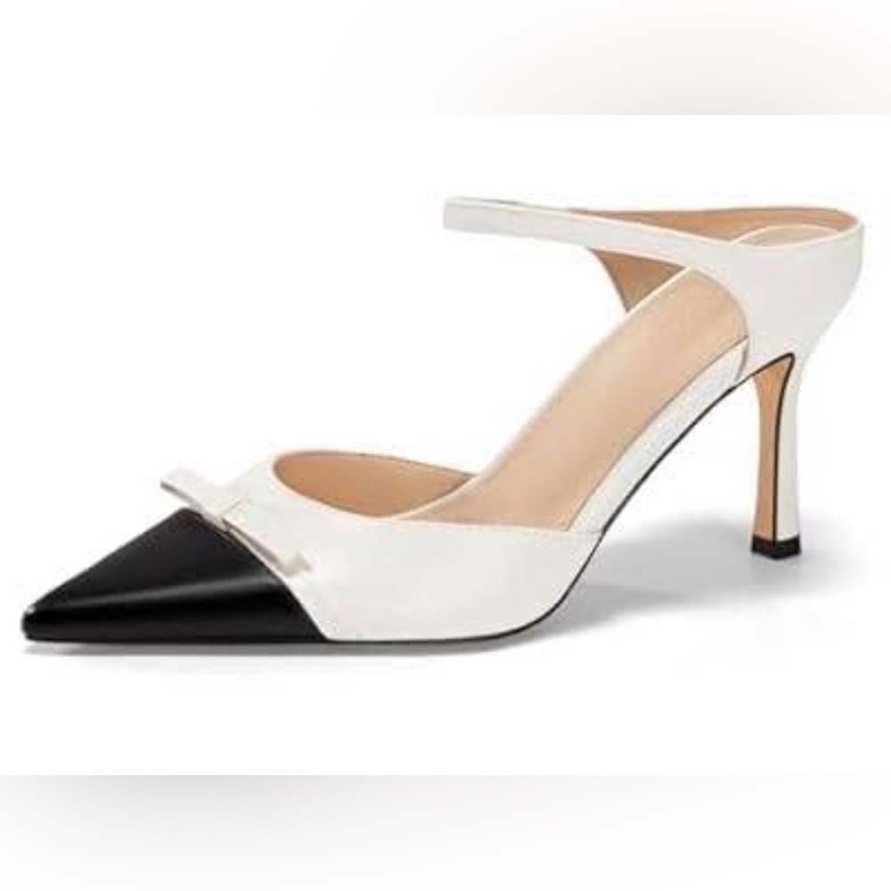 Women Chic Pointed Cap Toe High Heel Mules Slip On Party Dance Date Shoes